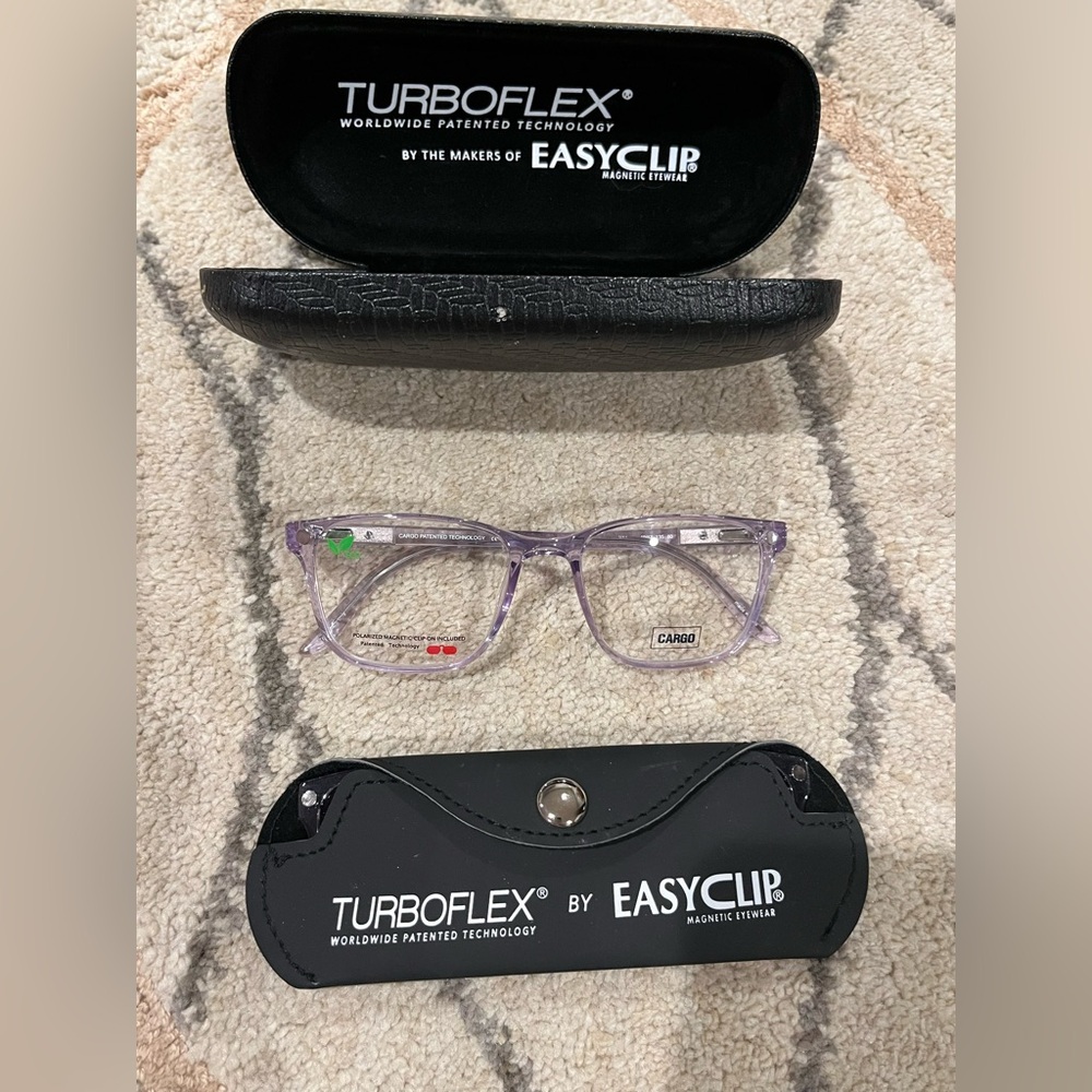 Cargo C5062 Eyewear frames in Crystal Lilac with MagneticEasyClip sunglasses NEW